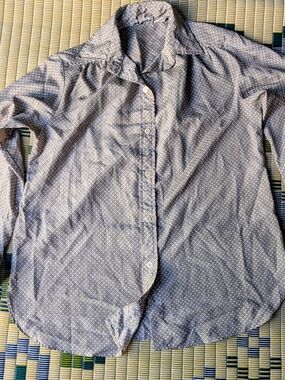 Woman's Brown Geometric Pattern Button Down Long-Sleeve Shirt